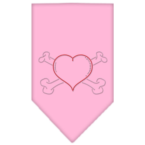 Heart Crossbone Rhinestone Bandana Light Pink Large